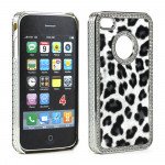 Wholesale iPhone 4 4S  Leopard Diamond Chrome Case (Black)